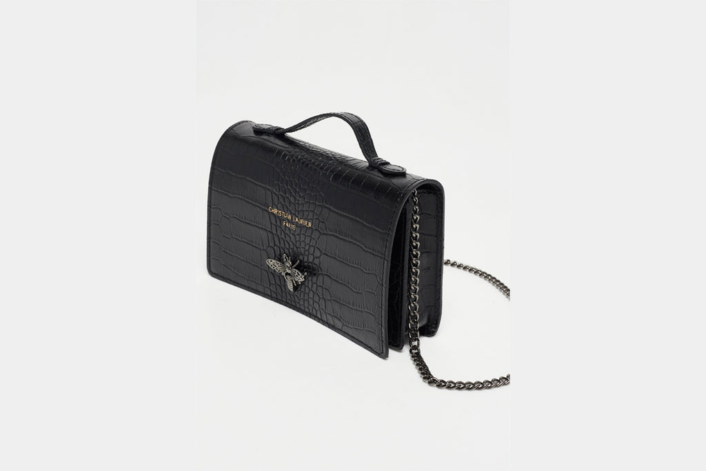 Bolso Bandolera Stacy Croco - Negro