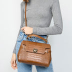 Swan Croco Håndtaske - Camel