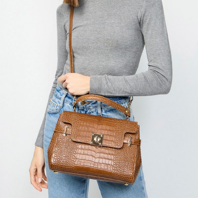 Sac À Main Swan Croco - Camel