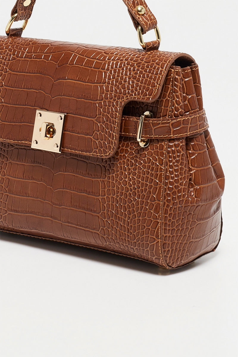 Sac À Main Swan Croco - Camel
