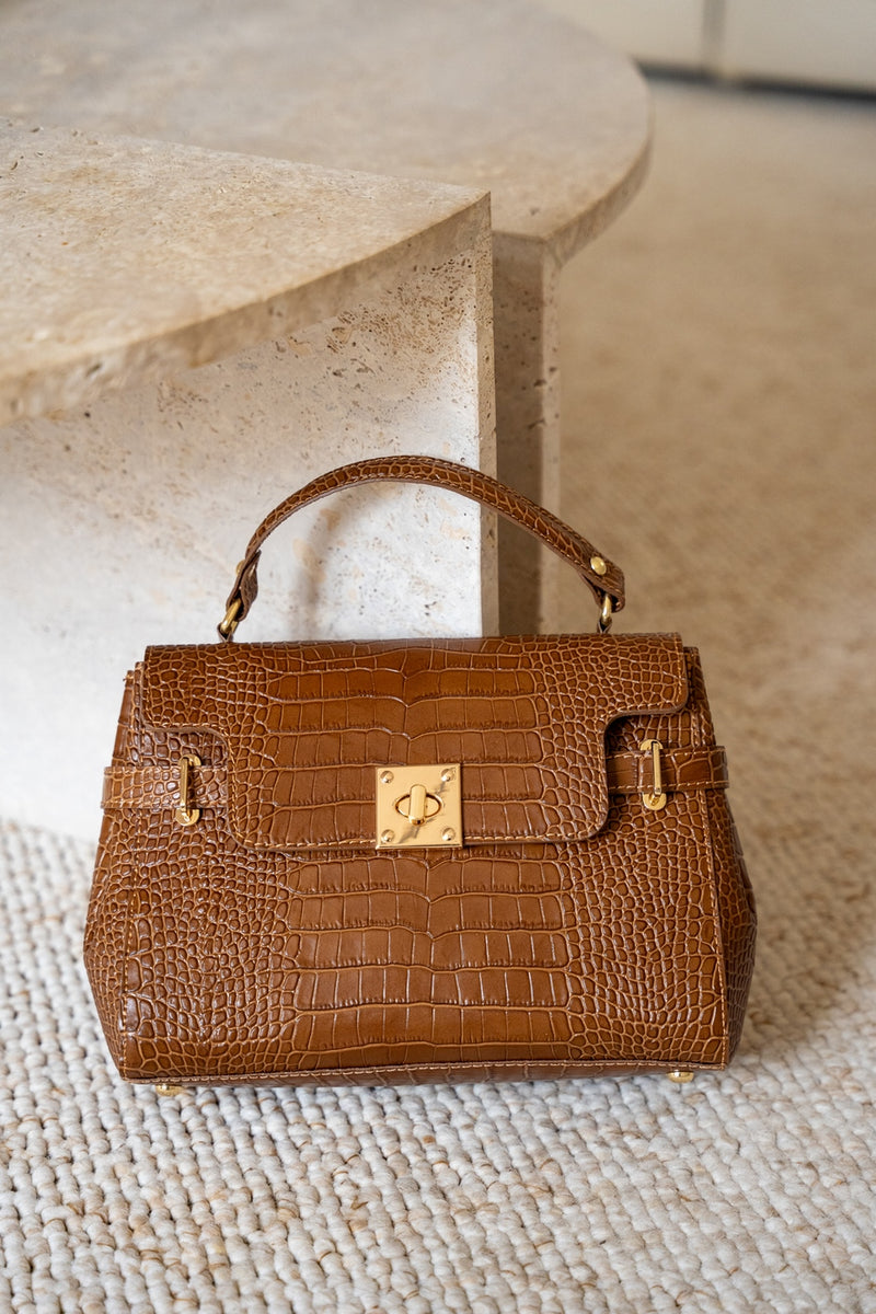 Sac À Main Swan Croco - Camel