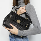 Sac À Main Swan Croco - Noir
