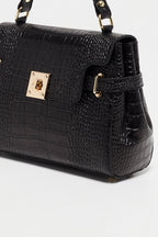 Sac À Main Swan Croco - Noir