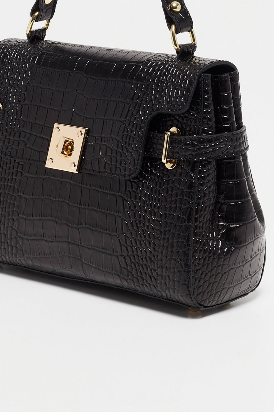 Sac À Main Swan Croco - Noir