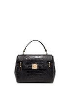 Swan Croco Handbag - Black