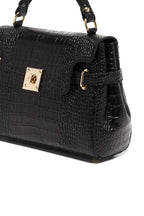 Swan Croco Handbag - Black