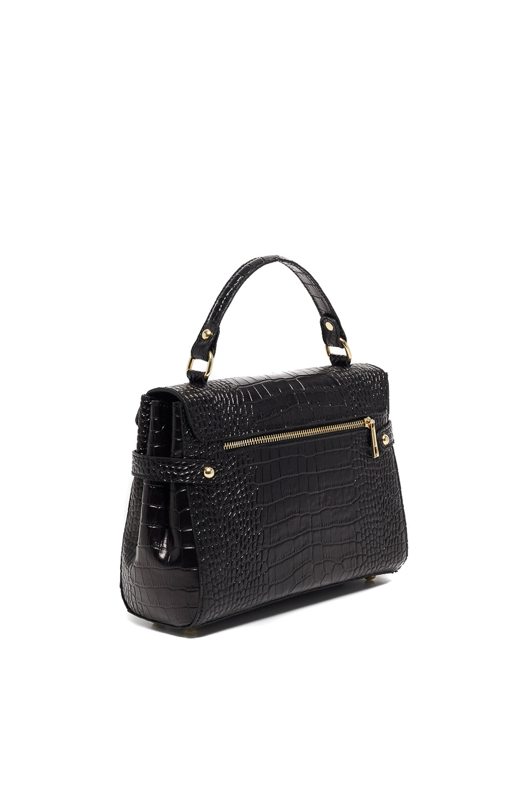 Swan Croco Handbag - Black