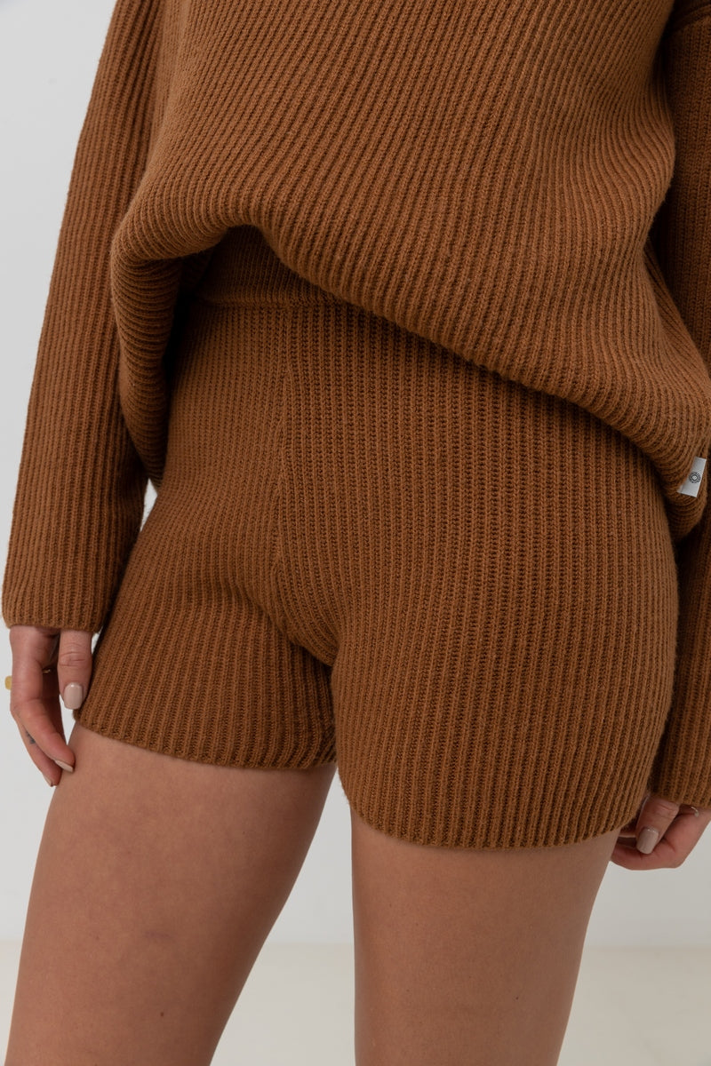 Rhythm - Classic Knit Shorts - Caramel - Women