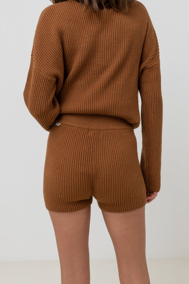 Rhythm - Classic Knit Shorts - Caramel - Women
