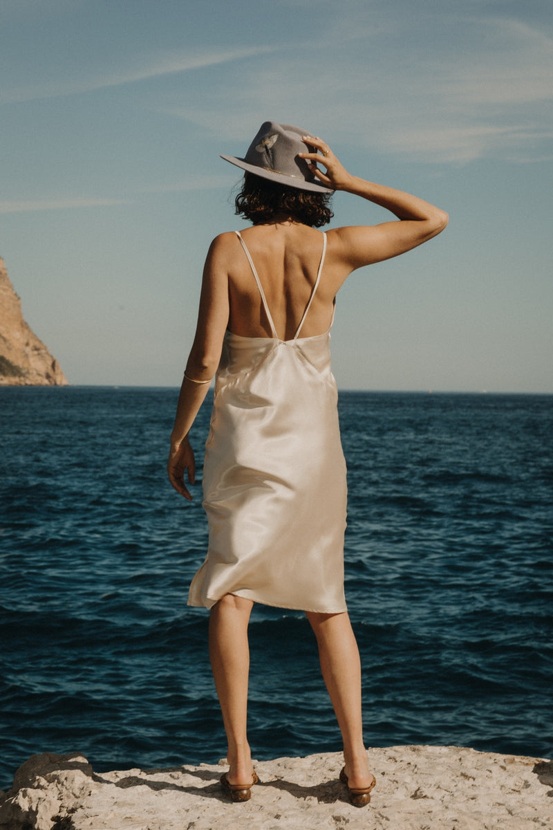 Claire Satin Dress - Champagne