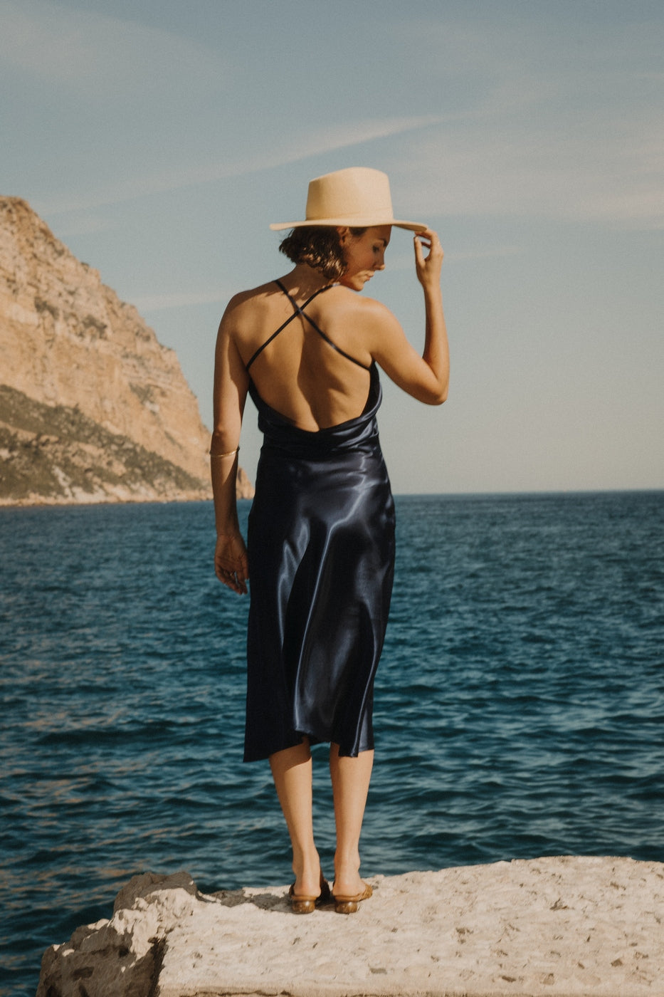 Robe Satin Claire - Navy Blue