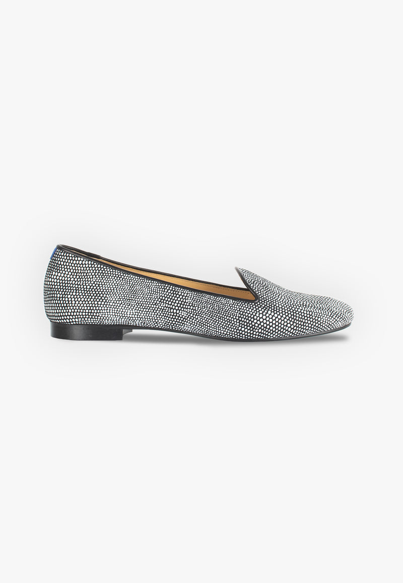 Pantuflas de ante - Blanco y negro - Mujer