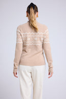 Pull Montagne Col Montant Clara - Beige Crème Blanc