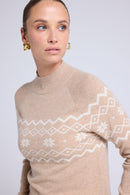 Pull Montagne Col Montant Clara - Beige Crème Blanc