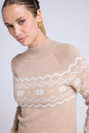 Pull Montagne Col Montant Clara - Beige Crème Blanc