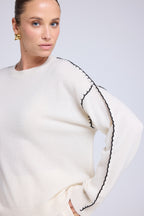 Maglione Girocollo Oversize Impunture Clarisse - Bianco Nero