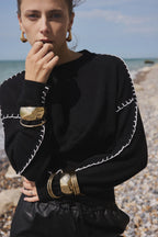 Maglione Girocollo Oversize Impunture Clarisse - Nero Bianco