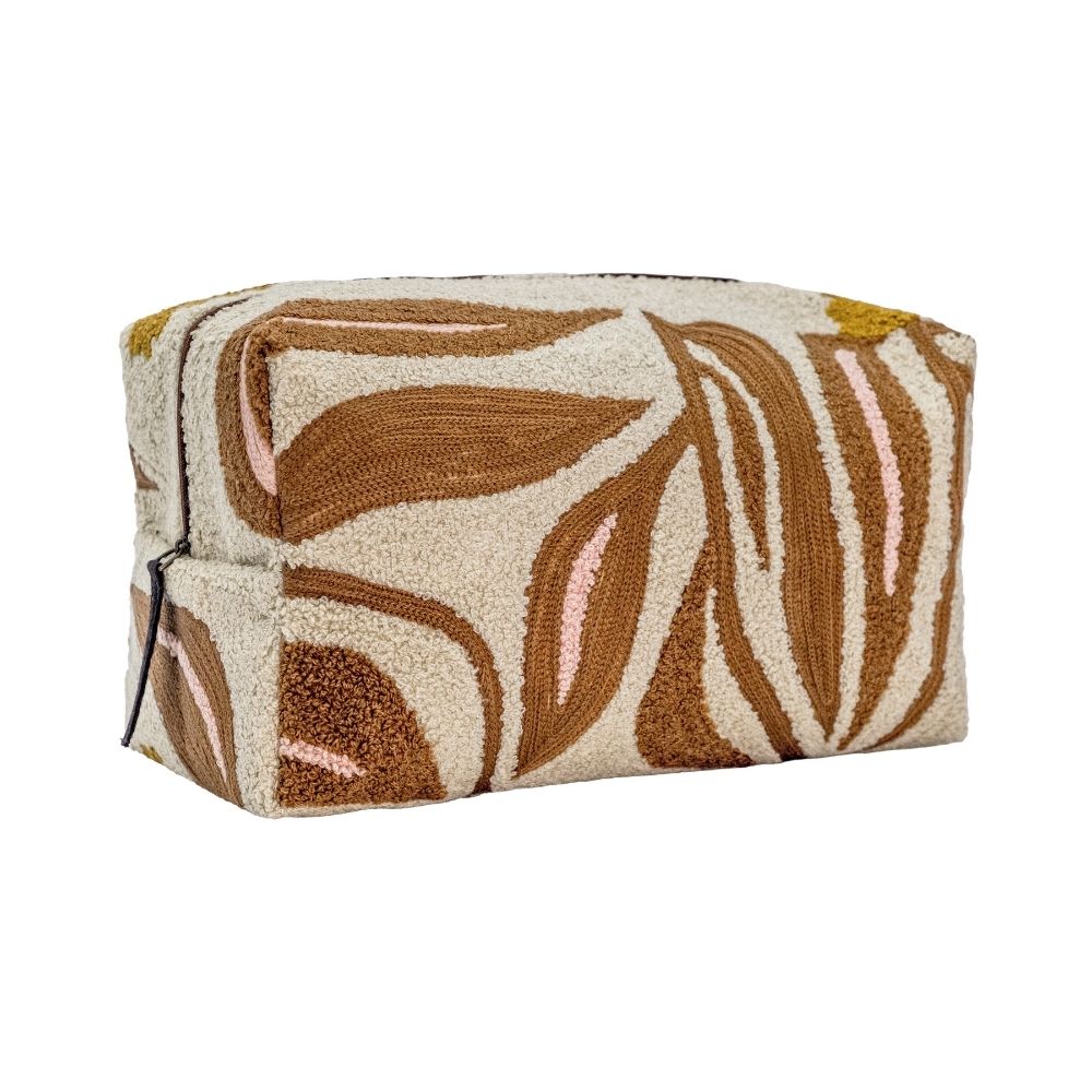 Trousse De Toilette À Motifs Brodés - Beige