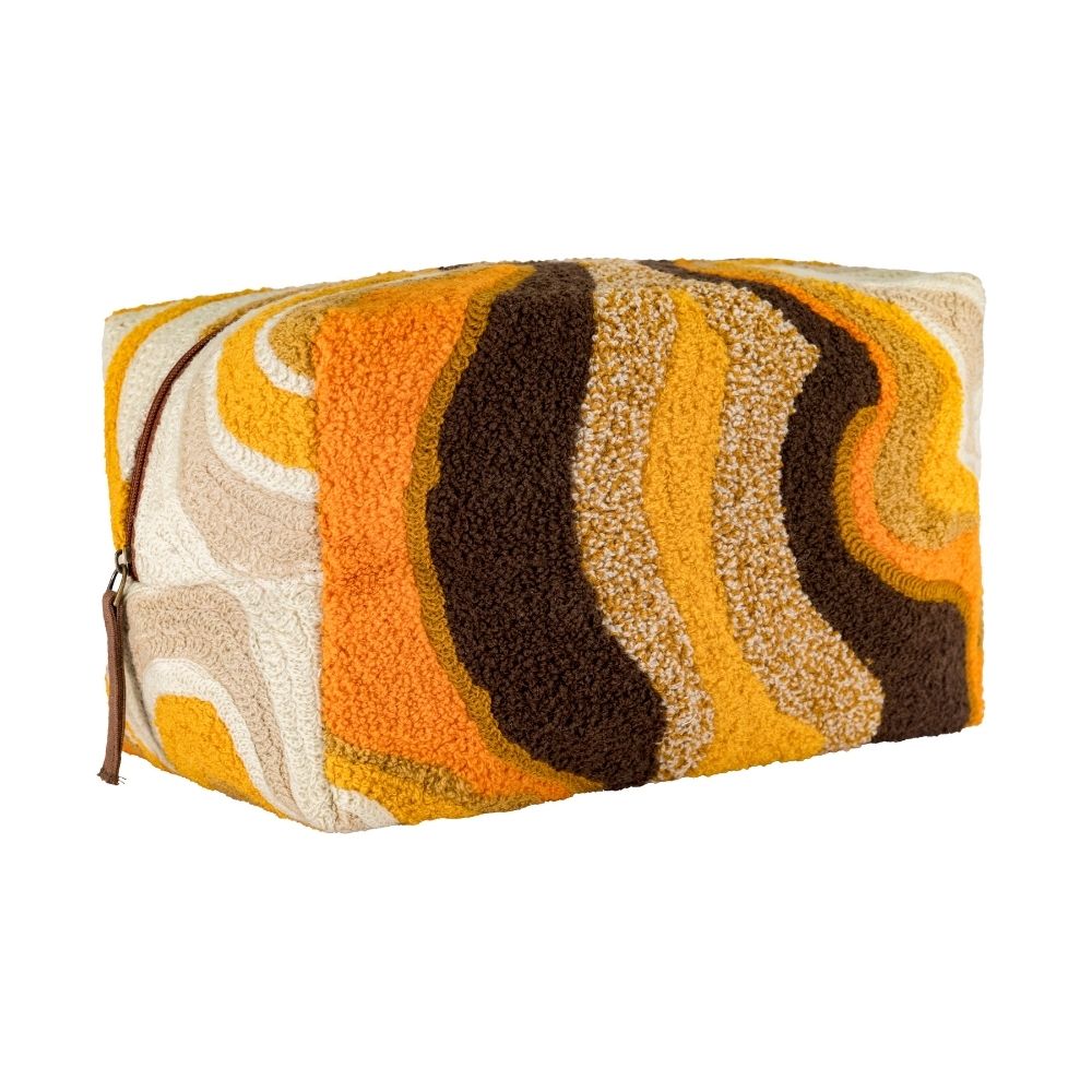 Embroidered-Pattern Toiletry Bag - Yellow
