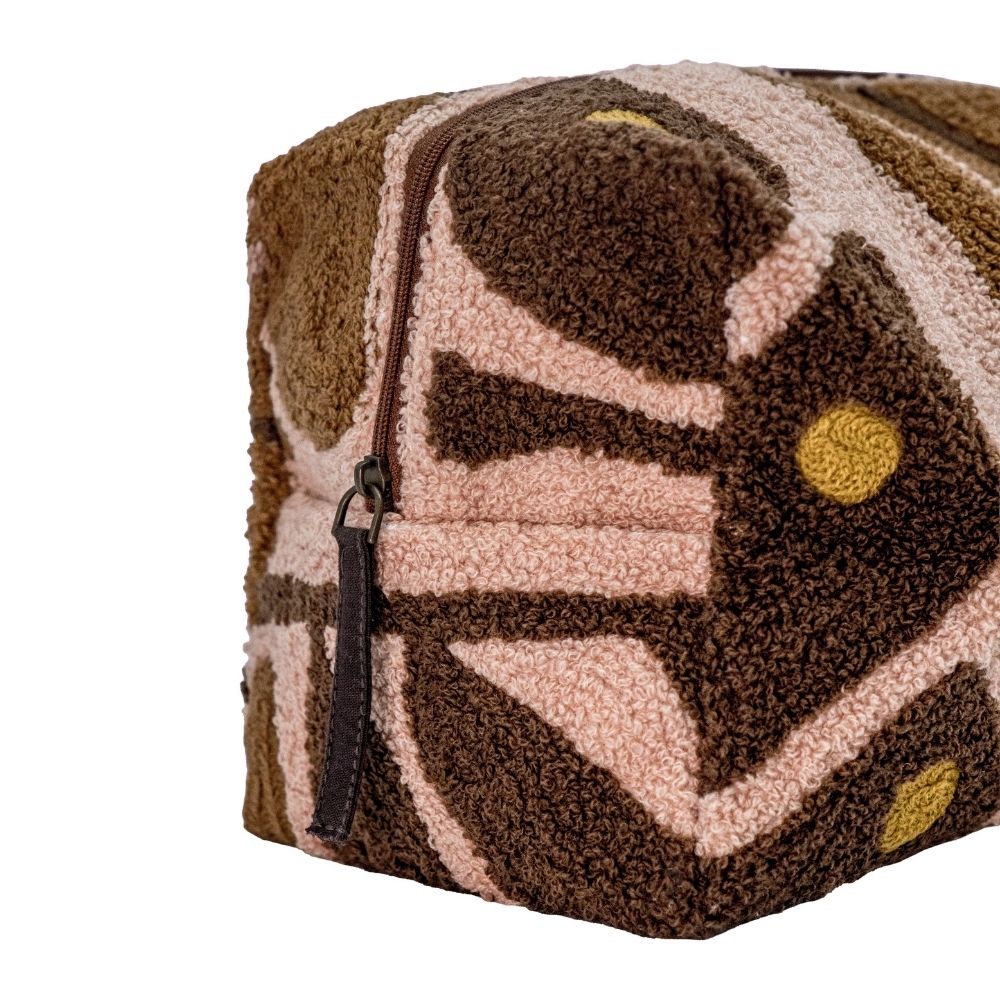 Embroidered Pattern Wash Bag - Pink