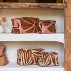 Embroidered-Pattern Makeup Bag - Beige