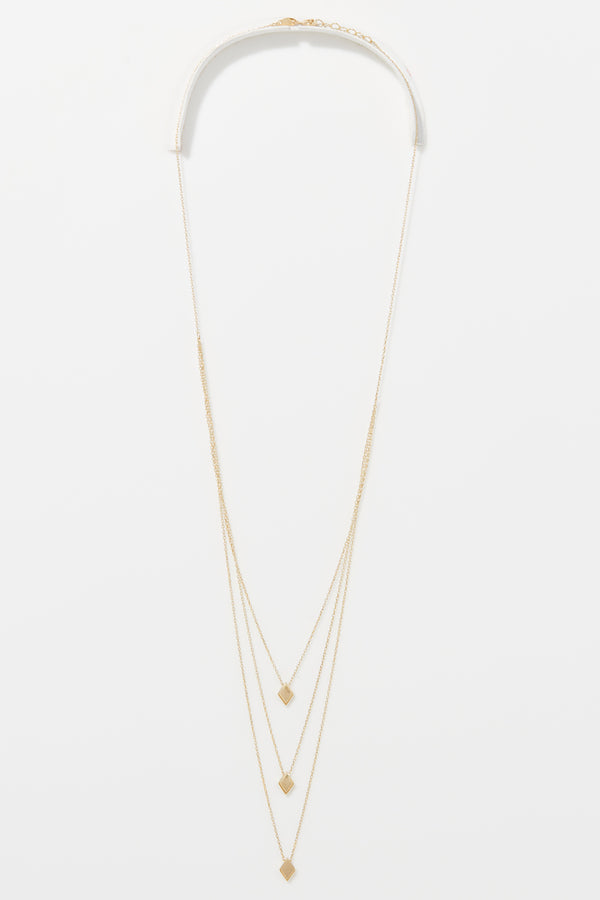 Flerradigt halsband "Losange" gult guld 375/1000
