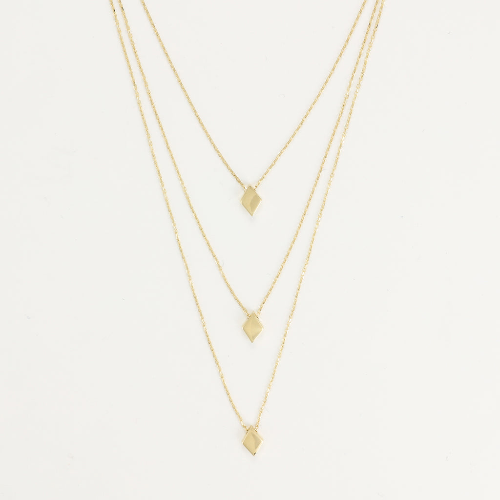 Collier Multi Rangs "Losange"  Or Jaune 375/1000