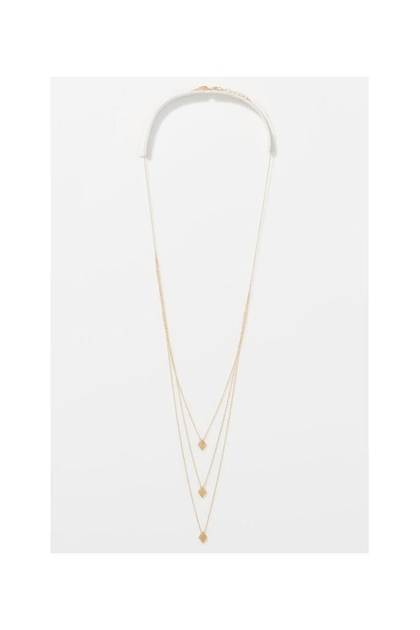 Multi Row “Losange” Necklace 375/1000 Yellow Gold