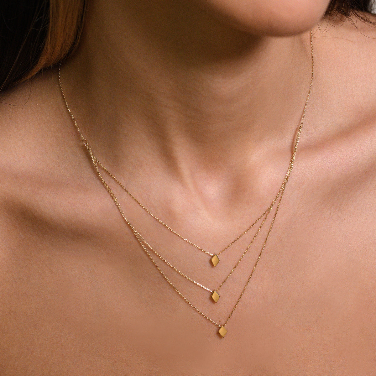 Collier Multi Rangs "Losange"  Or Jaune 375/1000