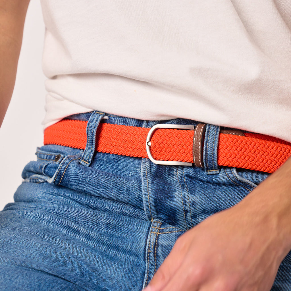 Ceinture Tressée Élastique Unie - Orange Ercolano