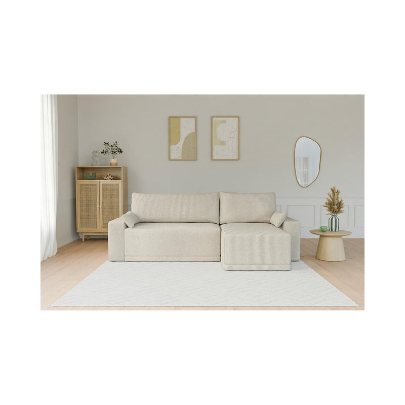 Sofá esquinero convertible - 4 plazas - Teo - Pana - Beige