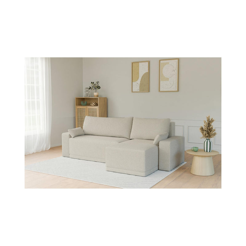 Sofá esquinero convertible - 4 plazas - Teo - Pana - Beige