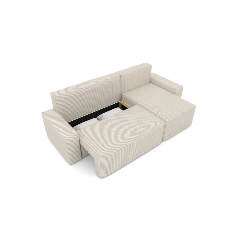 Sofá esquinero convertible - 4 plazas - Teo - Pana - Beige