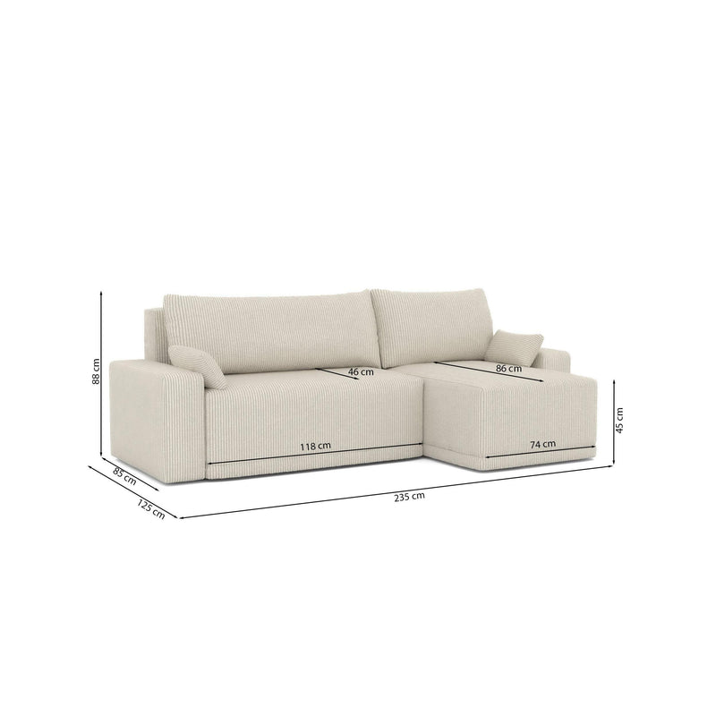 Sofá esquinero convertible - 4 plazas - Teo - Pana - Beige