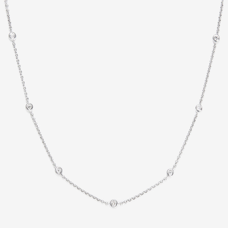"Sunshine" Necklace with 0.22/7 Diamonds - 375/1000 White Gold