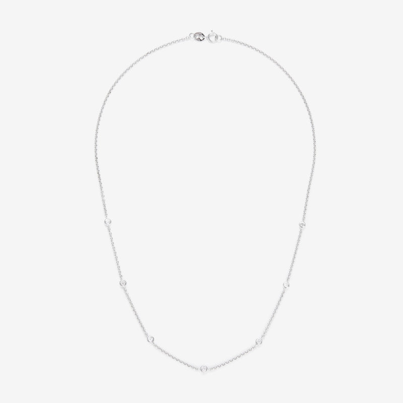 "Sunshine" Necklace with 0.22/7 Diamonds - 375/1000 White Gold