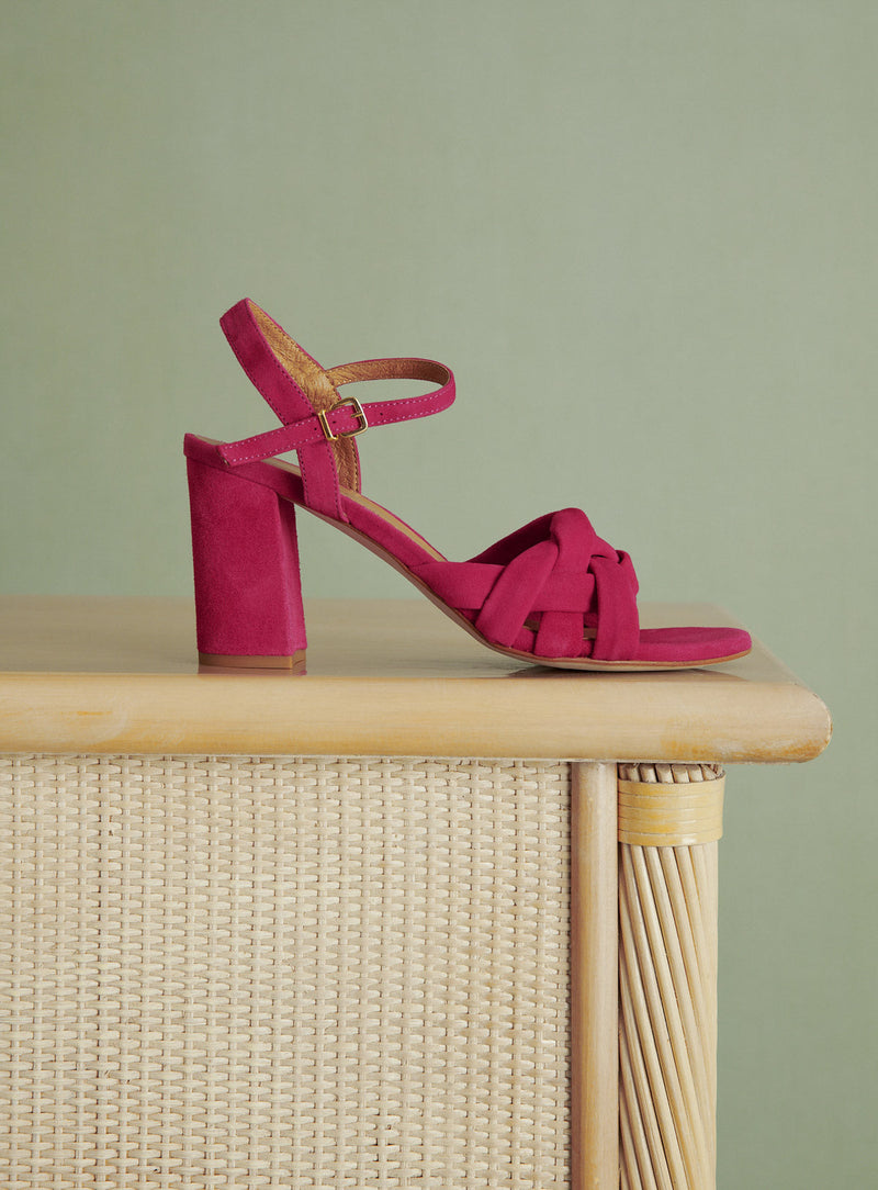 SANDALES A TALONS SUEDE ROSE COE PETITE MENDIGOTE