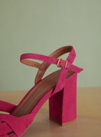 SANDALES A TALONS SUEDE ROSE COE PETITE MENDIGOTE