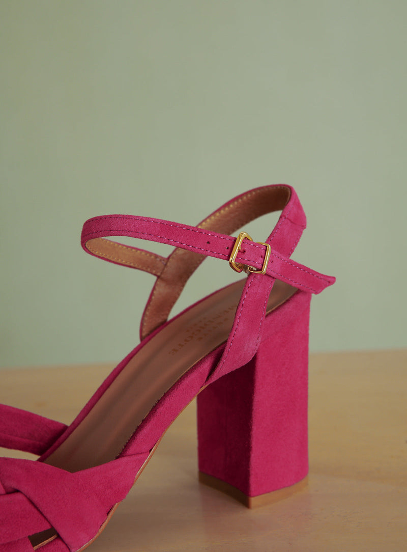 SANDALES A TALONS SUEDE ROSE COE PETITE MENDIGOTE