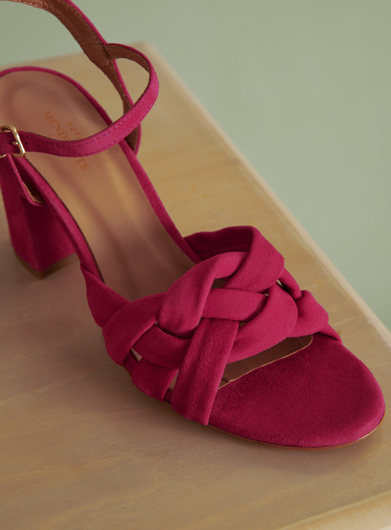 SANDALES A TALONS SUEDE ROSE COE PETITE MENDIGOTE