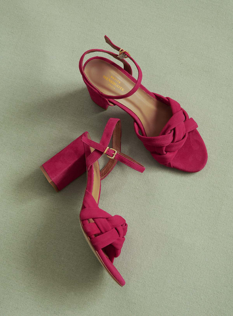 SANDALES A TALONS SUEDE ROSE COE PETITE MENDIGOTE