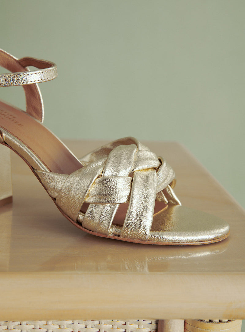 SANDALES A TALONS DORE COE PETITE MENDIGOTE
