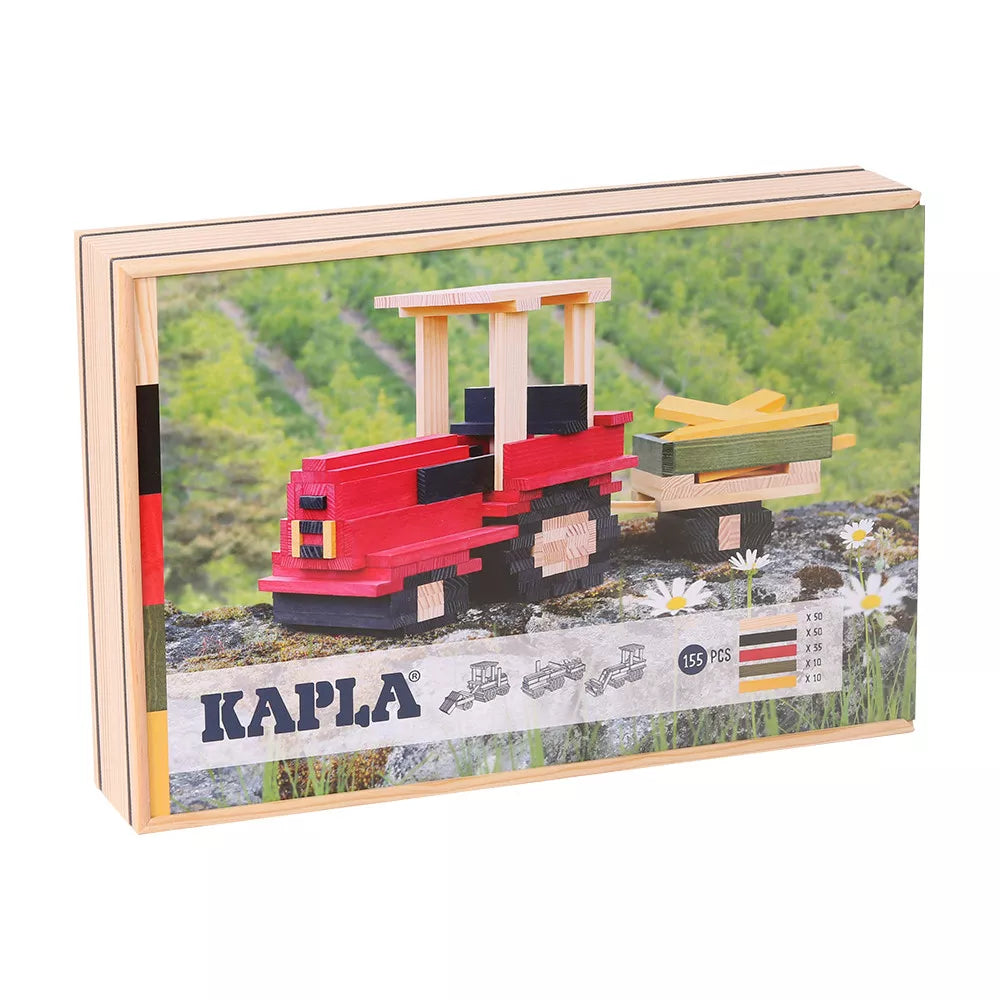 Kapla - Confezione Trattore Naturale, Nero, Rosso, Giallo, Verde