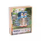 Kapla - Confezione Gufo Naturale, Blu Scuro, Celeste, Bianco, Giallo, Arancione, Nero