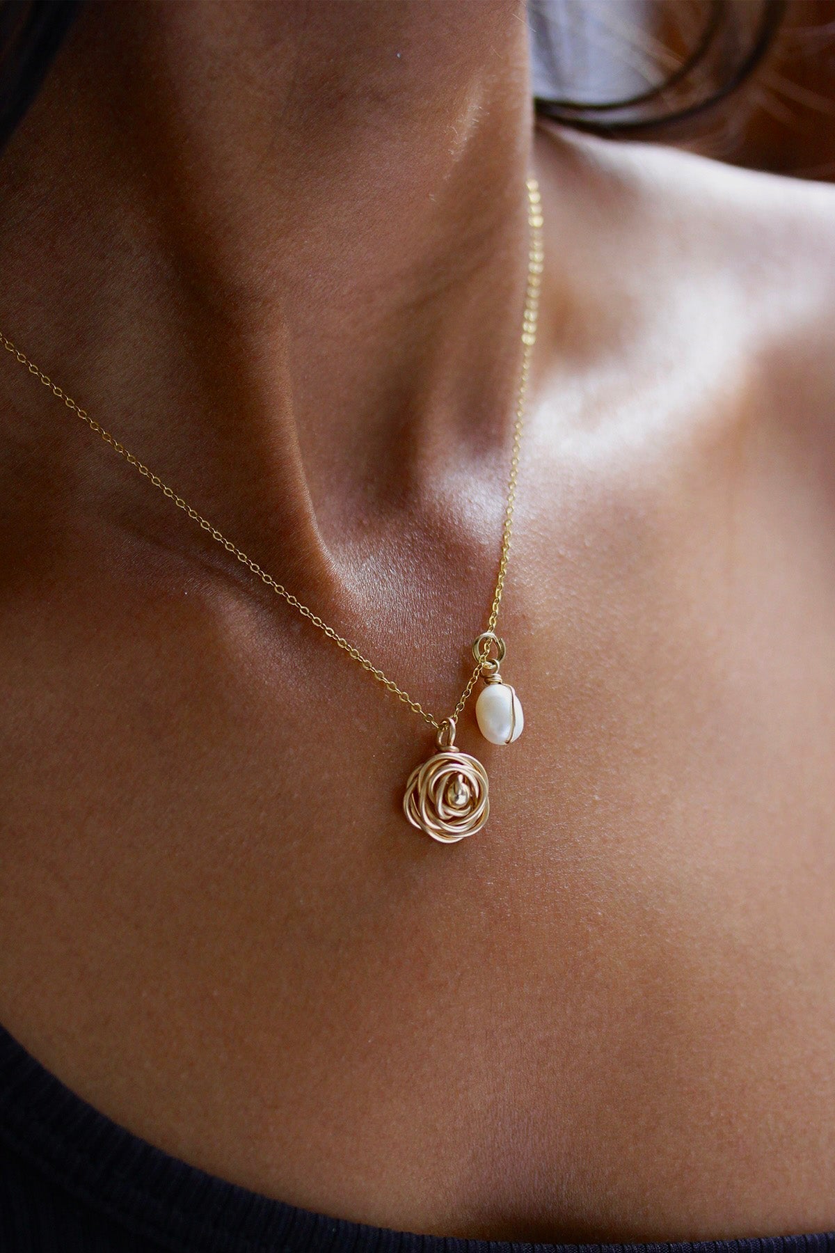 Pendentif Charm - Perle De Culture Enlacée