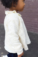 Cardigan - Naissance Beige Cœurs Ajouré
