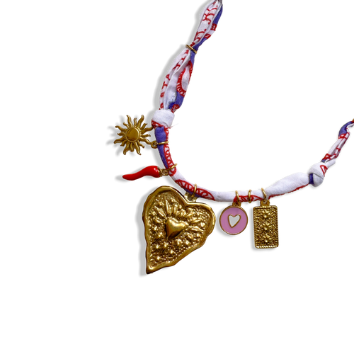 Collier Coeur - Blanc & Violet