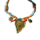 Collier Coeur - Orange & Bleu