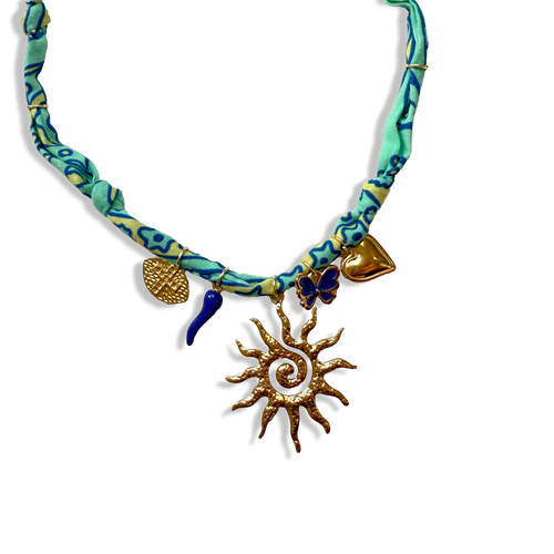 Sun Necklace - Green & Yellow