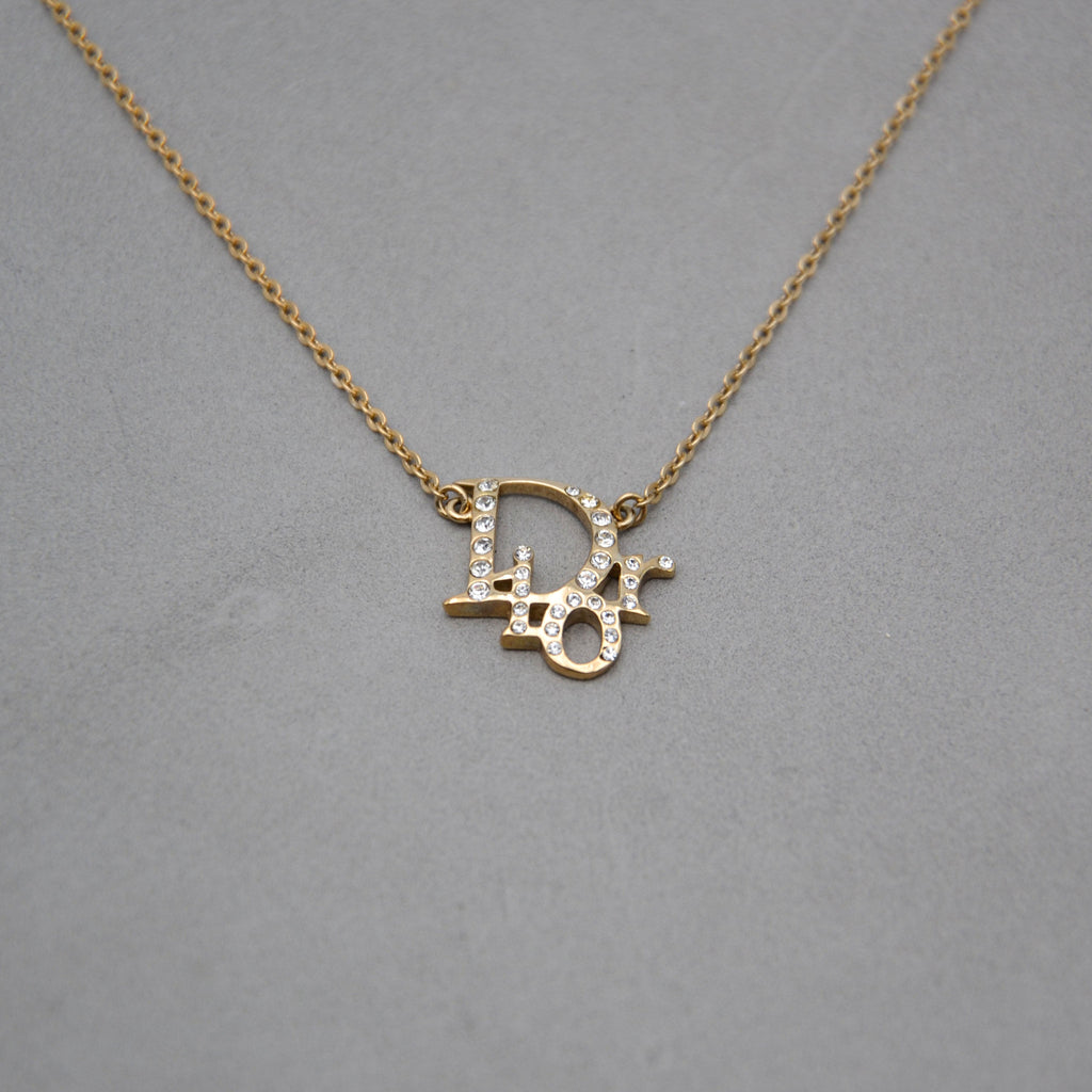 Dior Necklace Calligraphic “Dior” Signature Pavé-Set with Crystals